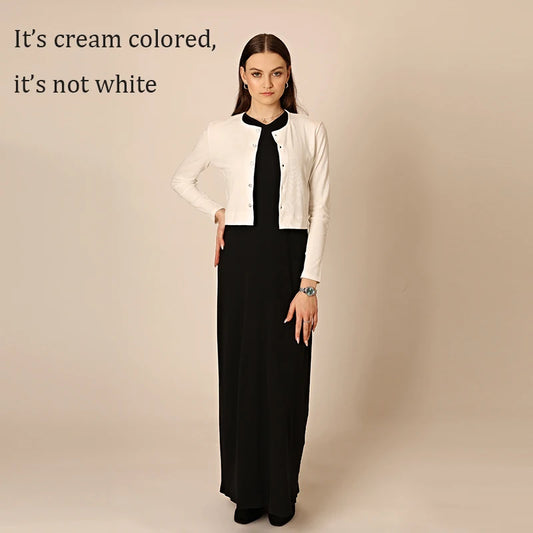 Women's Sleeveless Maxi Dress and Button-Front Cardigan Options, Black and Cream Layering Outfit for Everyday Wear, Ladies XS-3XL