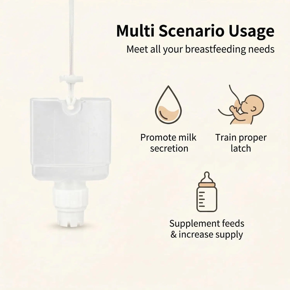 Supplemental Nursing System with Milk Collection Bottle and Feeding Tube, Polypropylene Breastfeeding Aid Kit for Assisted Feeding Routines