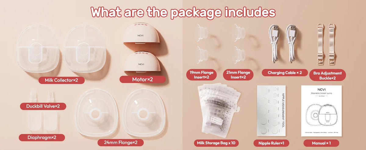 Wearable Electric Breast Pump with LED Display, NCVI 8131 Hands-Free Design with 4 Modes, 9 Suction Levels and 19/21/24 mm Flange Sizes