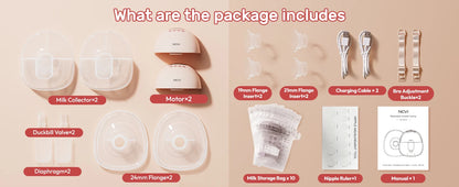 Wearable Electric Breast Pump with LED Display, NCVI 8131 Hands-Free Design with 4 Modes, 9 Suction Levels and 19/21/24 mm Flange Sizes