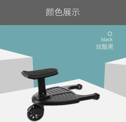 Stroller Ride-On Board with Detachable Seat, Sit or Stand Platform for a Second Child Ages 3-7, Single or Double Wheel Color Options