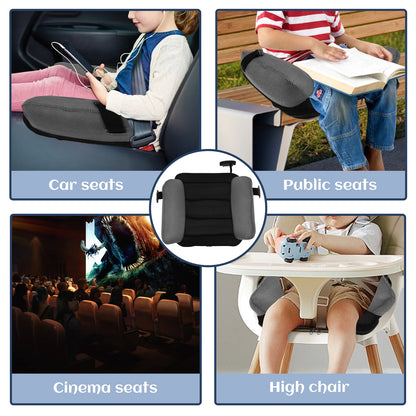 PVC and Mesh Kids Inflatable Seat Cushion, Compact 49 x 37 cm Chair Pad in Black Blue or Red for Supervised Seating Outside Vehicles