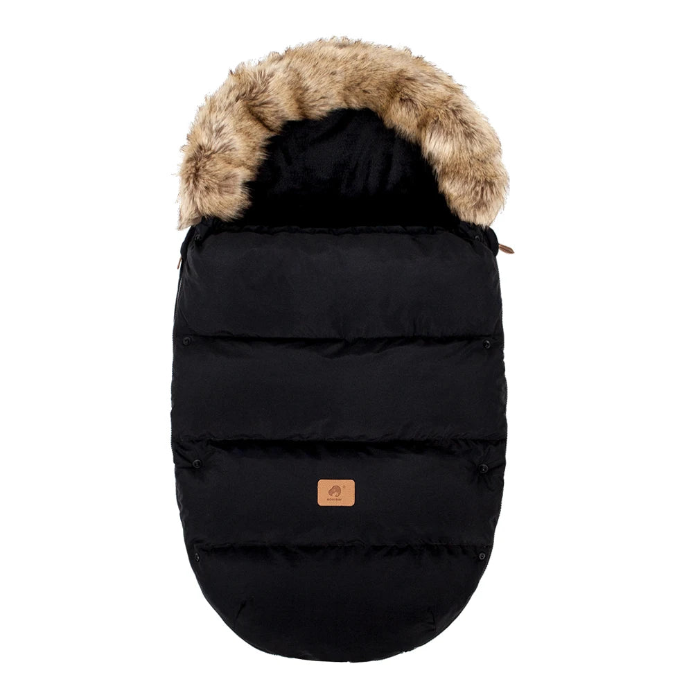 Baby Stroller Winter Footmuff with Two-Way Zipper, Removable Fur-Style Collar and Front Buttons, Pram Sack in Floral, Bear and Solid Styles