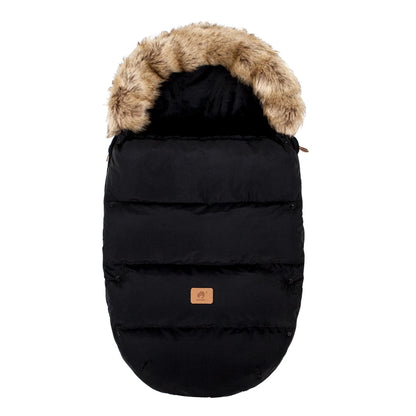 Winter Pram Footmuff with Two-Way Zipper and Removable Fur-Style Collar, Baby Stroller Sack for Cold-Weather Walks in Solid and Printed Styles