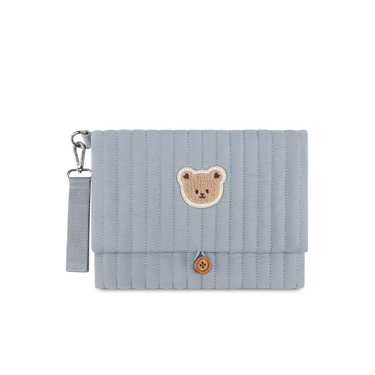 Hanging Diaper Organizer Bag with Foldable Design, Bear Detail and Wrist Strap for Baby Essentials, Everyday Outings and Family Travel