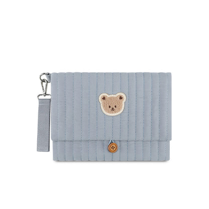 Hanging Diaper Organizer Bag with Foldable Design, Bear Detail and Wrist Strap for Baby Essentials, Everyday Outings and Family Travel
