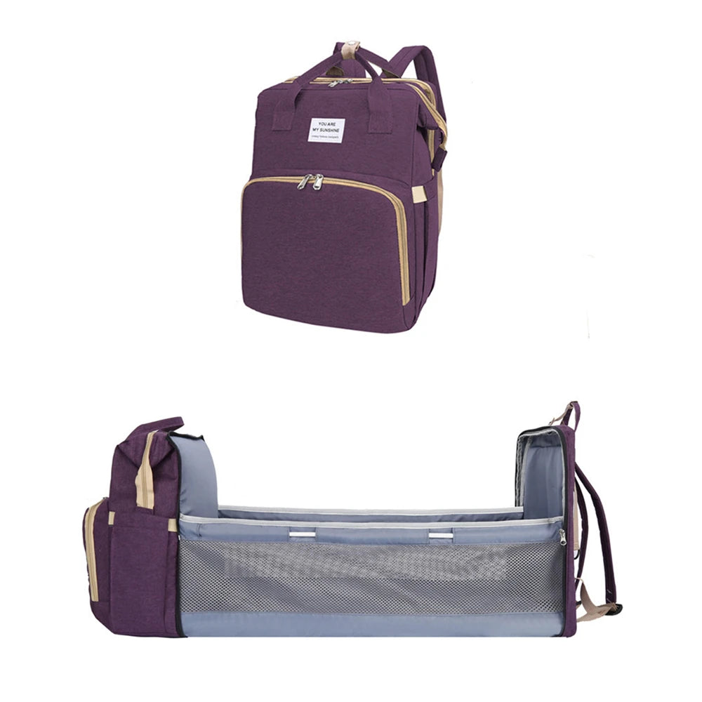 Diaper Backpack with Three Insulated Bottle Pockets and Fold-Out Changing Station, Multi-Pocket Baby Supply Bag for Moms and Dads on Everyday Outings