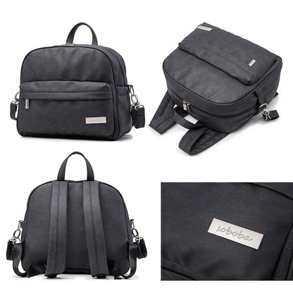 Diaper Bag Backpack by Soboba with Front Zipper Pocket, Top Carry Handle and Solid Color Styling for Baby Care Essentials and Everyday Outings