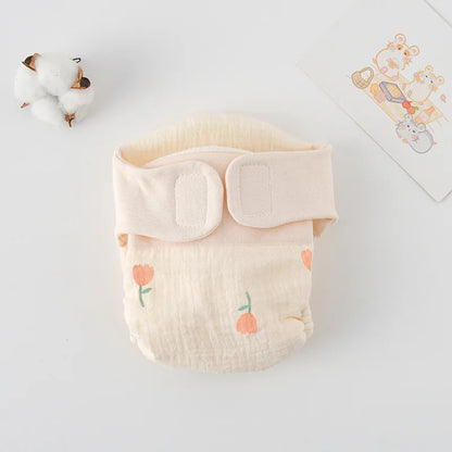 Baby Wrap Cloth Diaper with Adjustable Waist Tabs, Reusable Cotton Nappy in Animal and Rainbow Prints, Single-Piece Infant Changing Essential