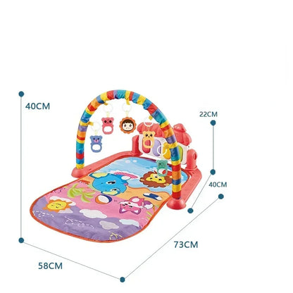 Baby Kick Piano Play Mat with Hanging Animal Toys and Illustrated Activity Surface, Multiple Model Designs for Supervised Tummy Time and Reaching