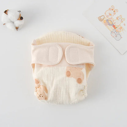 Baby Wrap Cloth Diaper with Adjustable Waist Tabs, Reusable Cotton Nappy in Animal and Rainbow Prints, Single-Piece Infant Changing Essential