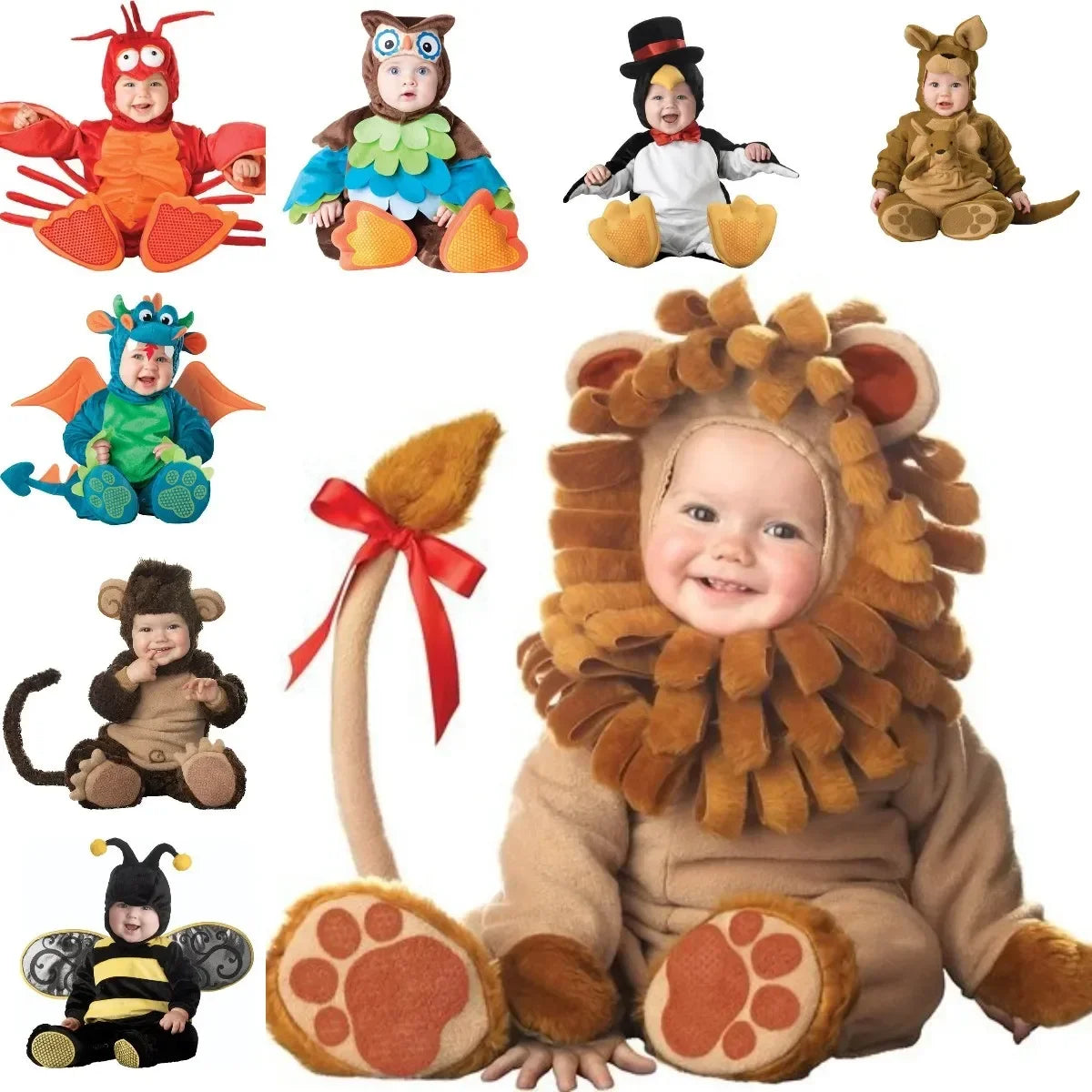Infant Animal Dress Up Rompers with Hooded Lion, Owl and More Character Styles, Baby and Toddler Costume Outfits for Halloween and Holiday Photos