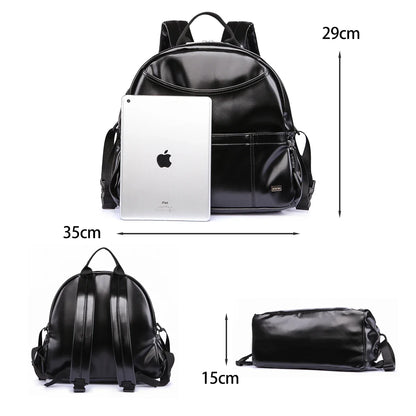 PU Diaper Bag Backpack with Zippered Storage and Front Pockets, 34 x 14 x 32 cm Baby Essentials Organizer for Parents and Everyday Outings