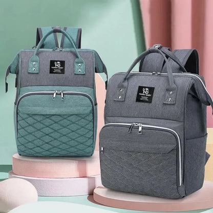 Diaper Backpack with Front Bottle Organizer and Carry Handles, Zippered Baby Essentials Bag in Five Colors for Parents and Everyday Outings