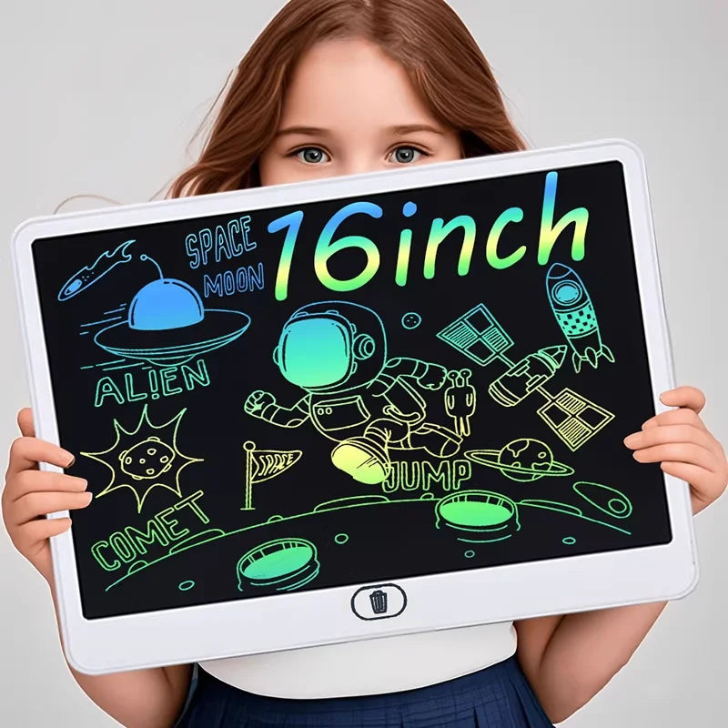 Erasable LCD Writing Board for Kids, 8, 11, 13 or 16 Inch Color Drawing Tablet with Stylus for Doodles, Handwriting and Number Practice