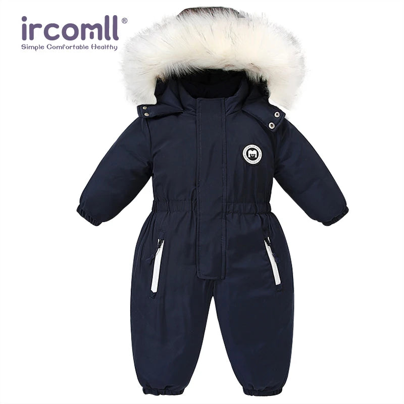 Toddler Hooded Snowsuit by Ircomll, Padded One-Piece Winter Outerwear with Plush-Look Hood Trim, Elastic Cuffs and Pockets, Sizes 18M to 4-5T