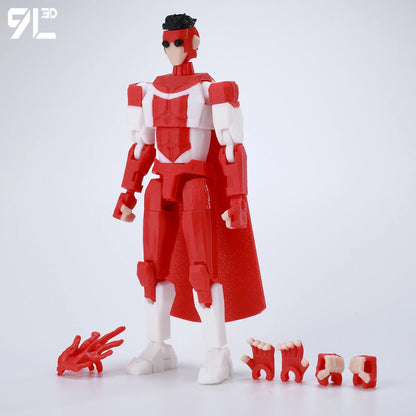 Articulated Superhero Action Figure, 3D Printed PETG Collectible with 30+ Poseable Joints, Interchangeable Parts and Accessories for Display