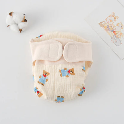 Baby Wrap Cloth Diaper with Adjustable Waist Tabs, Reusable Cotton Nappy in Animal and Rainbow Prints, Single-Piece Infant Changing Essential