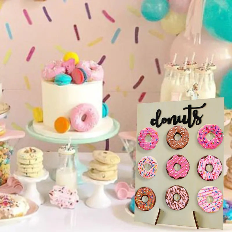 Donut Display Stand for Baby Shower Dessert Tables, Wooden Doughnut Holder for Wedding Receptions and Birthday Party Decorations