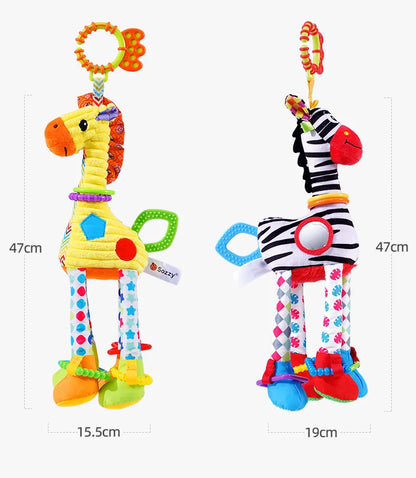 Taggy Animal Plush Rattle for Babies, Colorful Elephant, Monkey, Rabbit, Lion or Pig Soft Sensory Toy for Supervised Play and Baby Shower Gifts