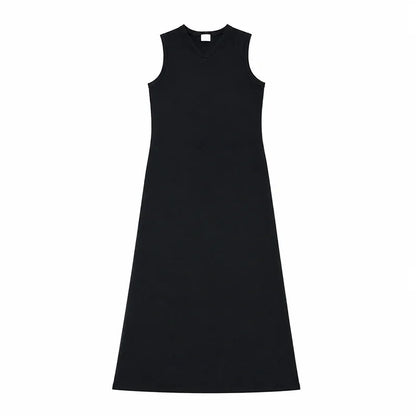 Women's Sleeveless Maxi Dress and Button-Front Cardigan Options, Black and Cream Layering Outfit for Everyday Wear, Ladies XS-3XL
