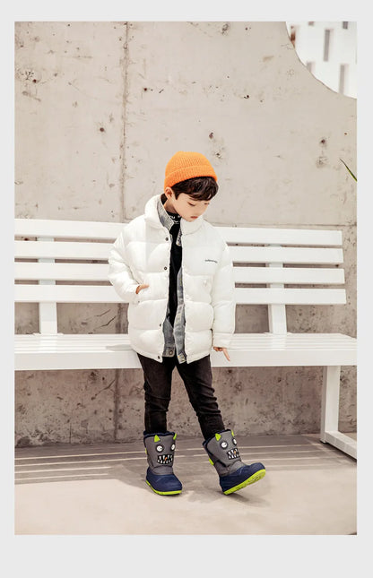 Kids Unicorn Winter Boots with Plush Trim, Gold-Tone Horn and Ear Details, Pink and White Fantasy-Themed Cold-Weather Footwear for Girls