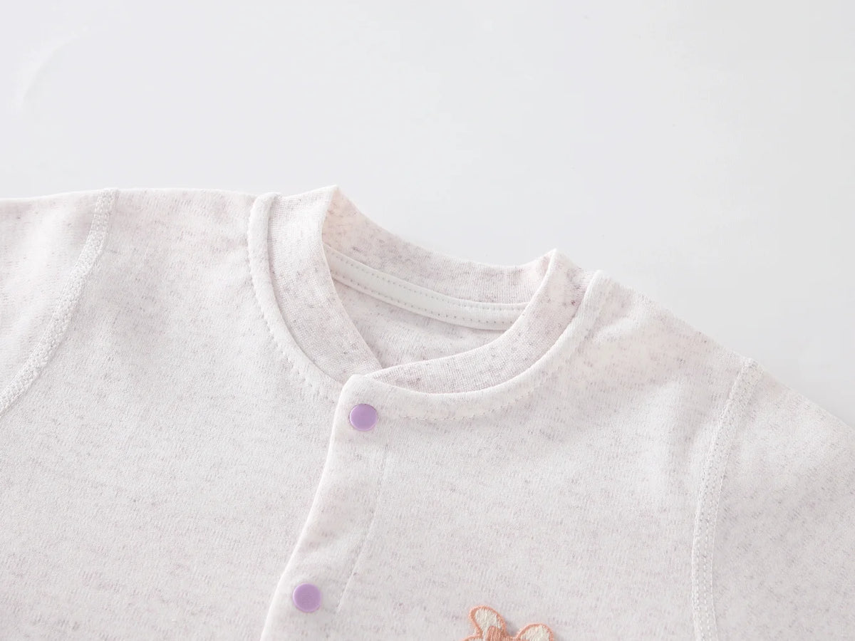 Long Sleeve Cotton Baby Romper with Front Snaps and Footless Cuffs, Animal Prints and Solid Colors for Boys and Girls, Sizes 59-90 cm