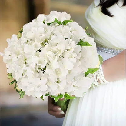 Artificial Hydrangea Flower Heads, 50-Piece Silk-Fabric Floral Set with Stem or Leaf Options for DIY Wedding Centerpieces, Baby Showers and Home Decor