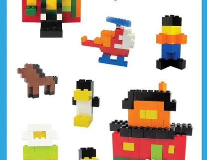 Creative Building Brick Set, 300 or 500 Colorful DIY Pieces for Open-Ended Construction, City Scenes, Counting and Shape Sorting Play