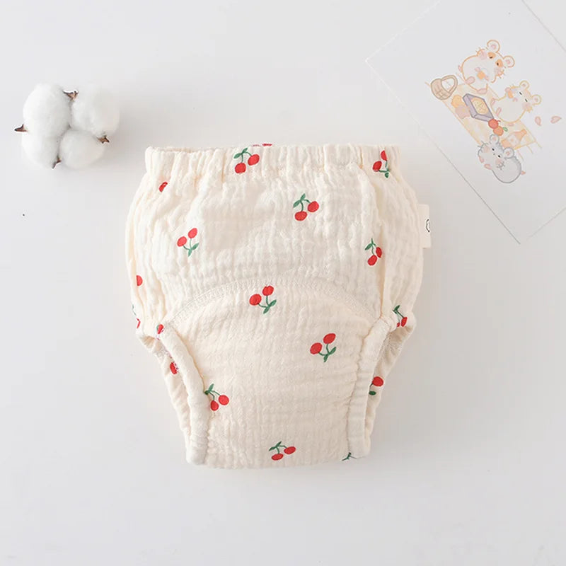Printed Cotton Potty Training Pants, Single Reusable Learning Underwear with Pull-On Waist for Babies and Toddlers in Sizes 80–110