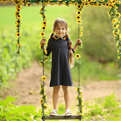 Striped Collar Kids Matching Outfits with Bee Motifs, Boys Shirts, Girls Dress and Top-Skirt Sets, Baby Top-and-Shorts Options for Sibling Photos