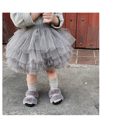 Tiered Tulle Tutu Skirt for Toddler and Little Girls with Gathered Waistband, Fluffy Solid Color Pettiskirt for Birthdays, Dance and Dress-Up