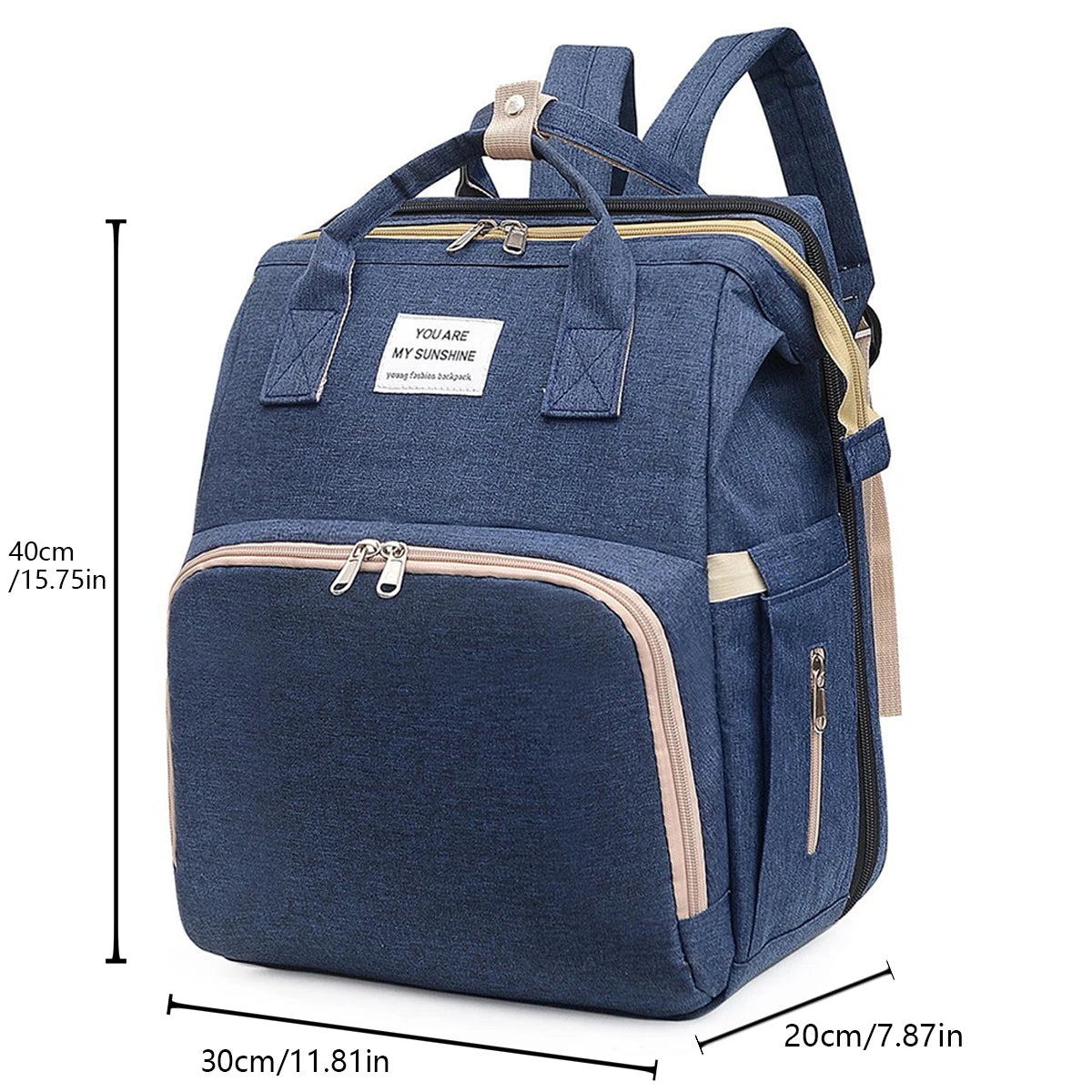 Diaper Backpack with Three Insulated Bottle Pockets and Fold-Out Changing Station, Multi-Pocket Baby Supply Bag for Moms and Dads on Everyday Outings