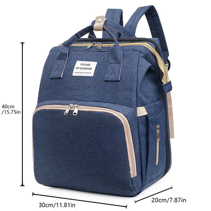 Diaper Backpack with Three Insulated Bottle Pockets and Fold-Out Changing Station, Multi-Pocket Baby Supply Bag for Moms and Dads on Everyday Outings