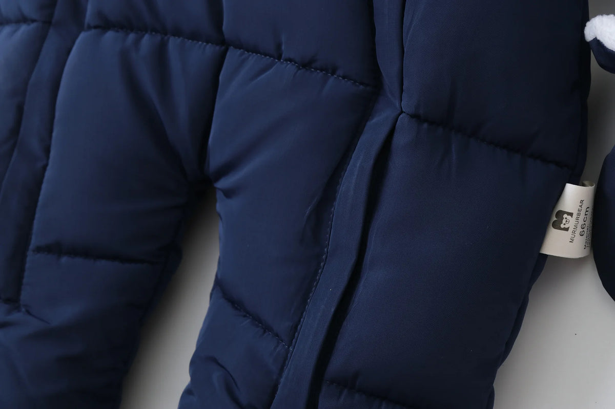 Infant Winter Snowsuit with Hood, Double Front Zippers and Quilted Design, Fleece-Lined Baby One-Piece for Boys and Girls, 3-24 Months
