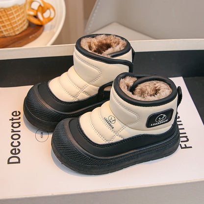 Kids Padded Snow Boots with Plush Lining, Wraparound Ankle Flaps and Chunky Soles, Boys and Girls Winter Shoes in Pink, Black or Brown