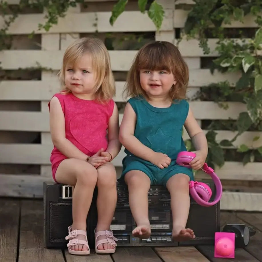 Rose Pink and Blue Kids Coordinated Outfits, Girls Dress, Boys Tops and Baby Set or Footie Options for Sibling Photos and Family Visits