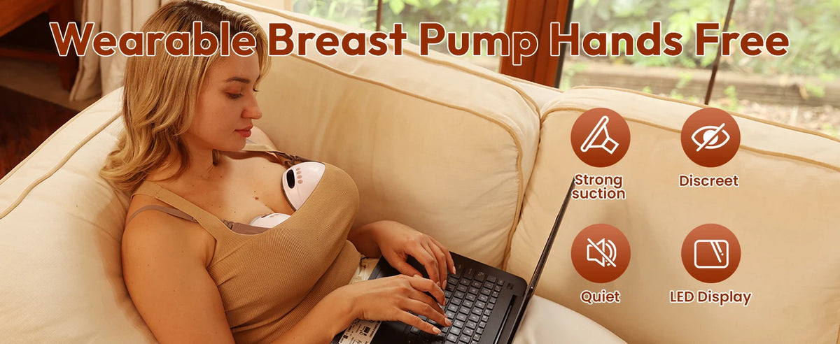 Wearable Electric Breast Pump with LED Display, NCVI 8131 Hands-Free Design with 4 Modes, 9 Suction Levels and 19/21/24 mm Flange Sizes