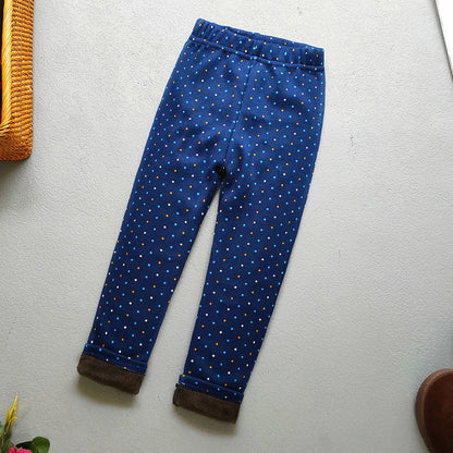 Printed Lined Leggings for Girls, Plush-Textured Winter Pants with Floral Heart and Pattern Options for Toddler and Kids Outfits, Sizes 2-3T to 10-11