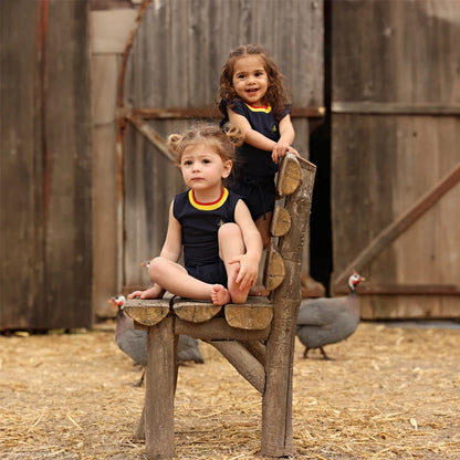 Striped Collar Kids Matching Outfits with Bee Motifs, Boys Shirts, Girls Dress and Top-Skirt Sets, Baby Top-and-Shorts Options for Sibling Photos