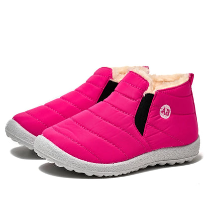 Kids Quilted Ankle Winter Boots with Plush Lining and Side Zippers, Blue Padded Cold-Weather Shoes with Rounded Toes, Sizes 26–35