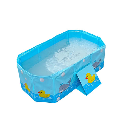 Panel-Sided Foldable Baby Bath Basin in White, Green, Pink or Blue, Portable PVC Bathtub for Parent-Supervised Bathing at Home or Away