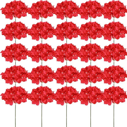 Silk Hydrangea Flower Heads, 25-Piece Artificial Flowers with Flexible Stems for DIY Wedding Centerpieces, Baby Shower and Home Party Decor