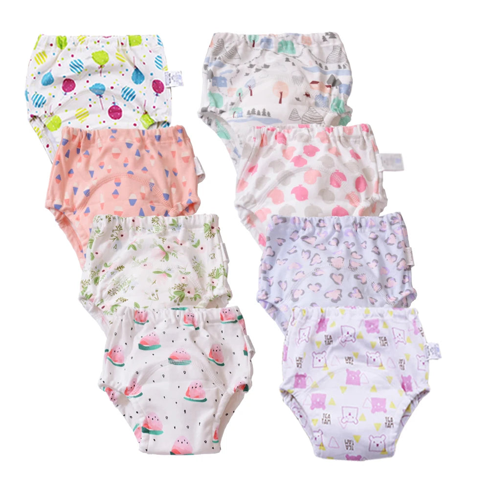 Washable Potty Training Pants Multipack, 4 or 8 Reusable Toddler Underwear Briefs with Printed Designs for Daytime Toilet Learning, Sizes S-XL