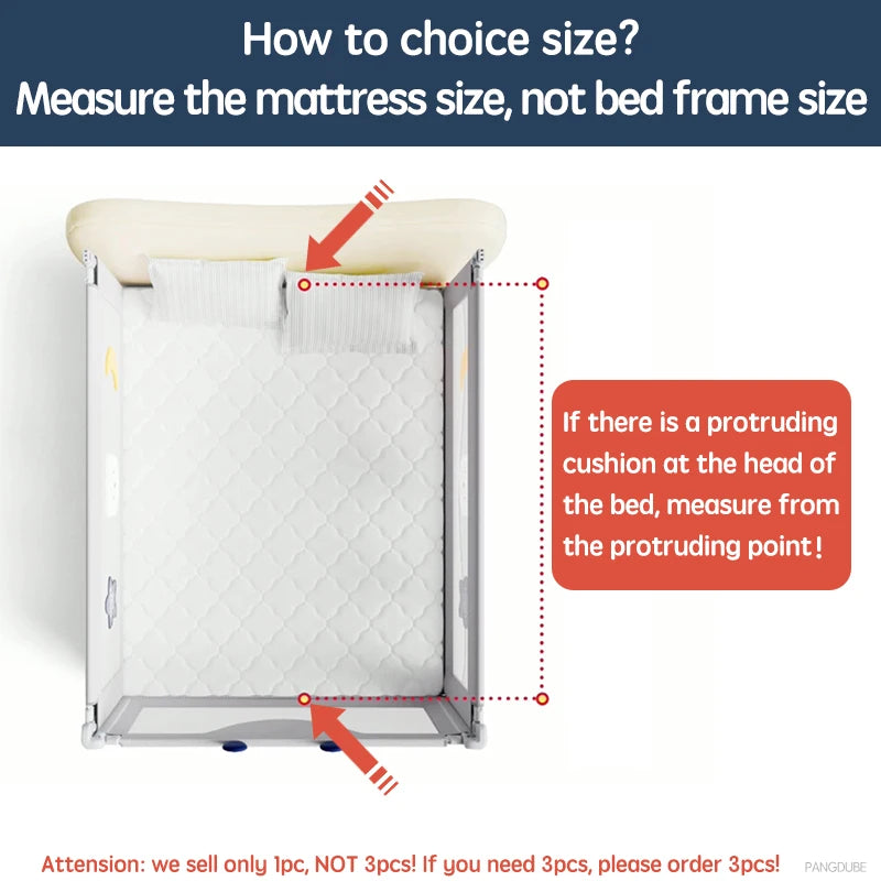 Height Adjustable Bed Rail by PANGDUBE, Single Mesh Guard Panel with Lift Mechanism, Removable Washable Fabric and Eight Length Options