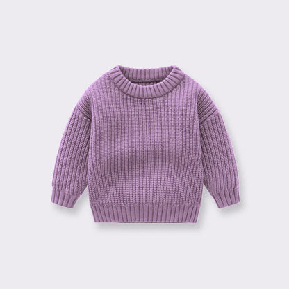 Cotton Crewneck Baby Sweater for Boys and Girls, Long Sleeve Ribbed Knit Pullover for Infants and Kids, Everyday Cool Weather Layering