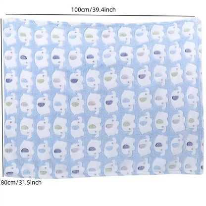 Coral Velvet Elephant Baby Blanket with Listed Dual-Use Pillow Quilt Design, Pink and Blue Textile Accessory for Supervised Cuddles and Baby Shower Gifts
