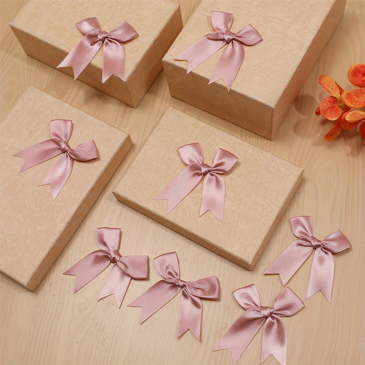Satin Ribbon Bows 50-Piece Pack for Gift Wrapping, Wedding Favors, Birthday Decorations and Holiday Crafts in Multiple Color Options