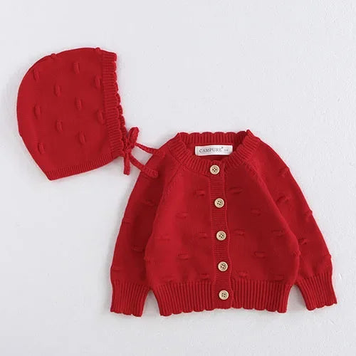 Infant Girl Sweater Cardigan with Long Sleeves, Button-Front Knit Layering Coat in Multiple Styles for Fall Outfits, Sizes 3M to 3T