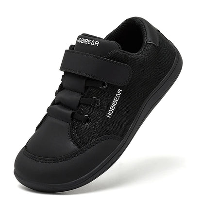 Kids Colorblock Barefoot Sneakers by HOBIBEAR with Breathable Mesh, Wide Toe Box, Zero-Drop Design and Easy Strap for Everyday Walking